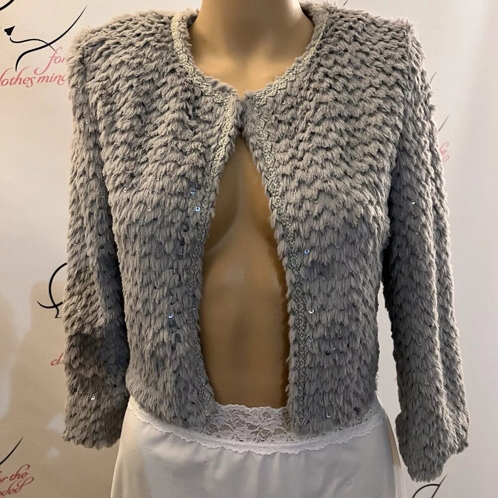 Charlotte Russe. Sz Small. Faux Fur. Beaded Sequin Embellished Jacket. B88. - Picture 7 of 7